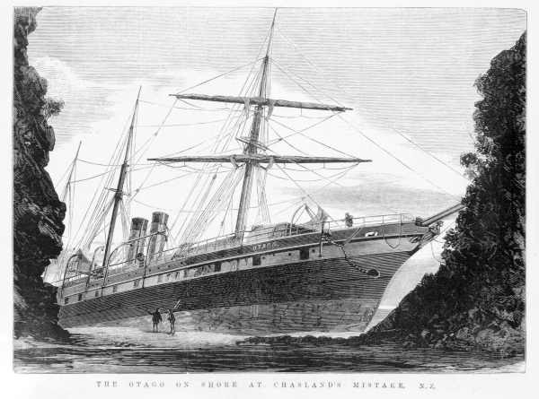 THE OTAGO ON SHORE AT CHASLAND'S MISTAKE, N.Z..
