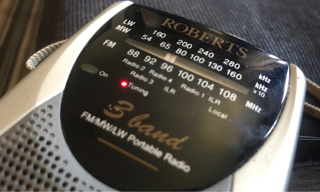The face of a Roberts pocket radio, featuring FM, MW, and Long Wave.